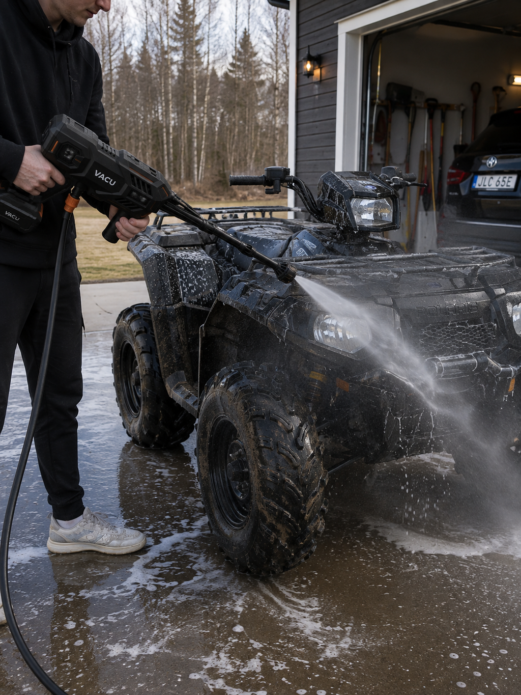 VACU brukes til å vaske ATV